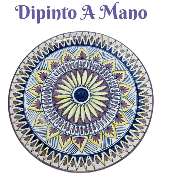 Italian Dipinto A Mano Sorrento Decorative Wall Plate Hand Painted Sunflower