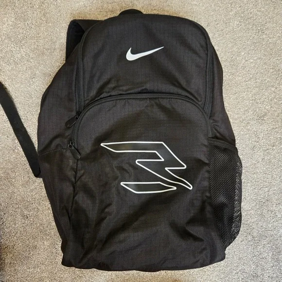 NWOT Nike Black Ripstop Backpack Russel Wilson Swoosh Graphic School Gym Bag