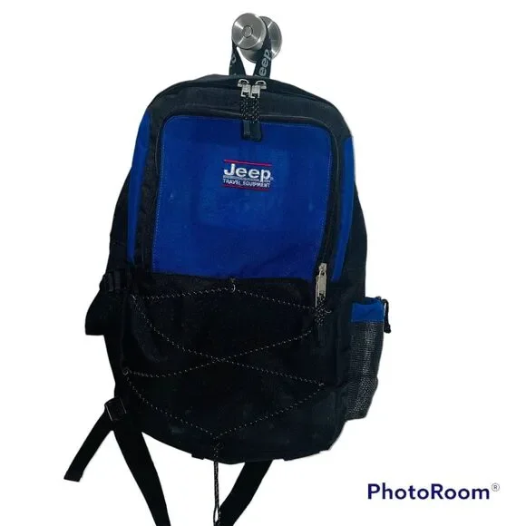 JEEP Travel Authentic Equipment Backpack Bookbag Travel Hiking Blue 19” X 14”