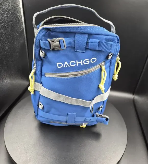 DACHGO Hiking Backpack Blue/Gray/Yellow Adjustable Straps Zipper Closure