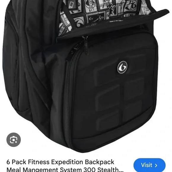 Six Pack Fitness, Black, Men's Backpack with Meal Compartment