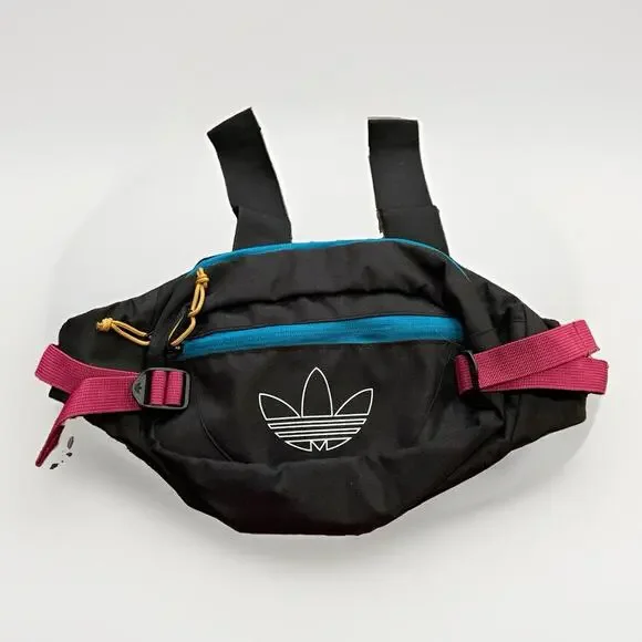 Adidas Originals Black Pink Blue Utility Crossbody Fanny Pack Retro Waist Bag OS