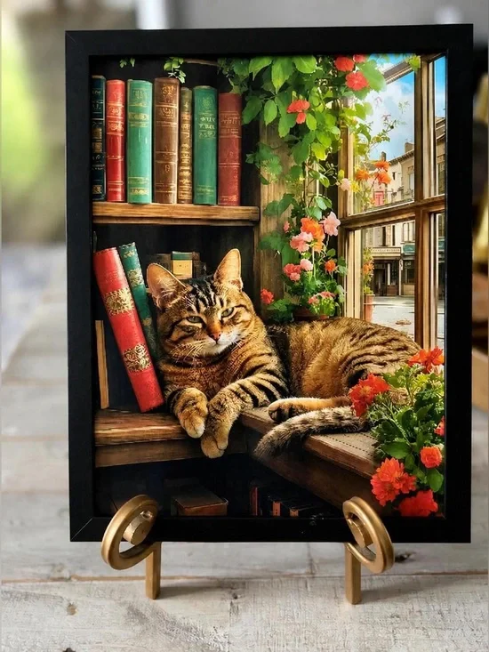 Classic Tabby Cat Wall Framed 8x10 Art Print