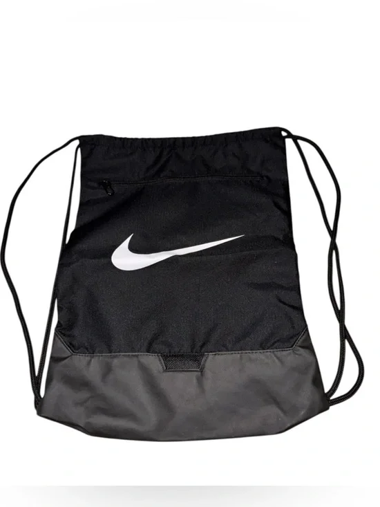 NIKE Brasilia 9.5 Training Gym Sack Drawstring Back Black Logo Braided Straps
