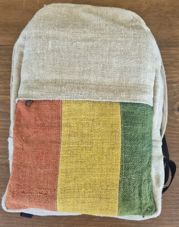 Handmade Himalayan Natural Pure Hemp Backpack | Boho Striped Festival Bag