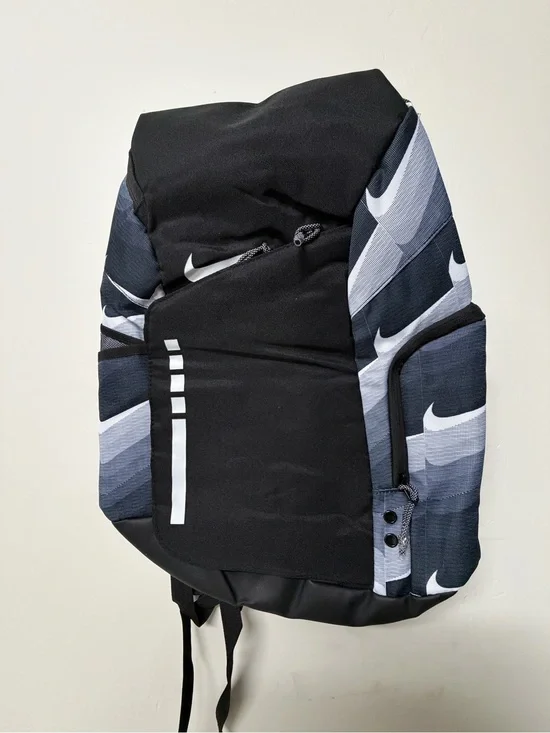 Nike Men's Black and Gray Swoosh Pattern Backpack