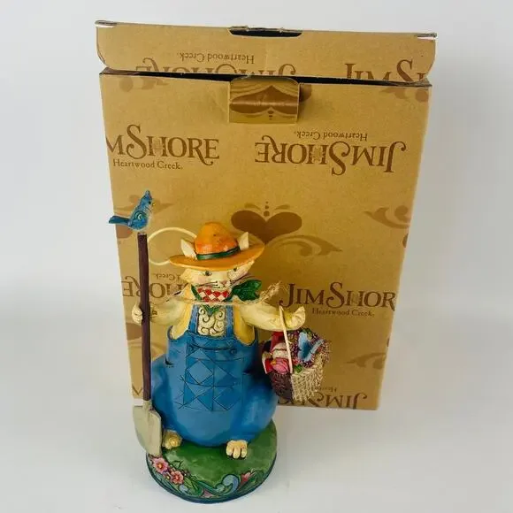 Jim Shore Spring Ahead to Summer Fun Spring/Summer Cat Reversable Basket 7” Box