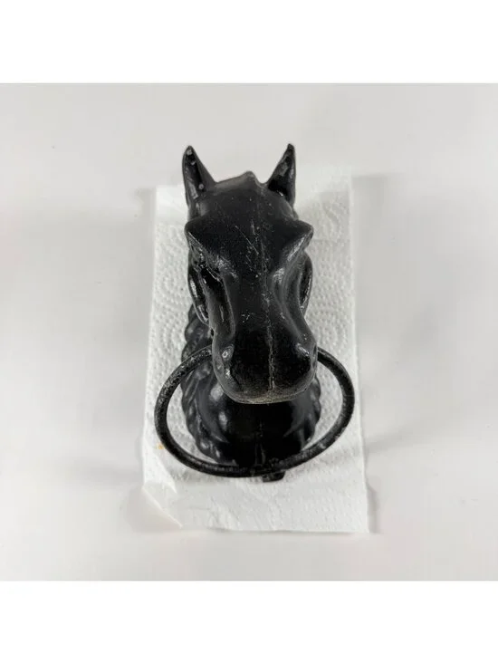 Vintage Cast Iron Horse Head Door Knocker or Hitching Post