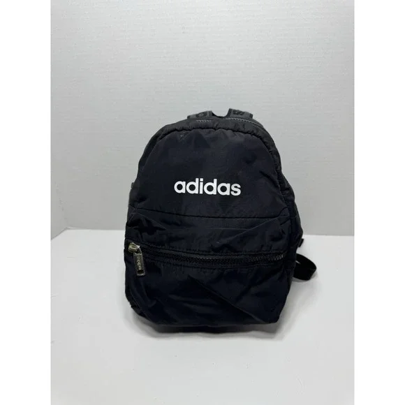Adidas Originals Mini Backpack Small Travel Bag, Black/White,‎ One! Zipper