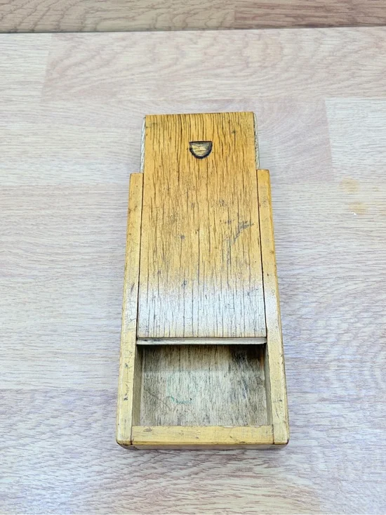 Vintage 1930-1960's Wood Pencil Box Sliding Lid Dovetails