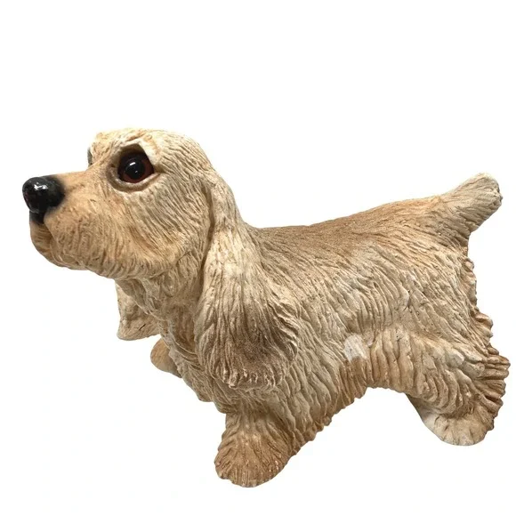 Stone Critter Littles Vintage 1984 Cocker Spaniel Dog Figurine Resin Buff Tan 3