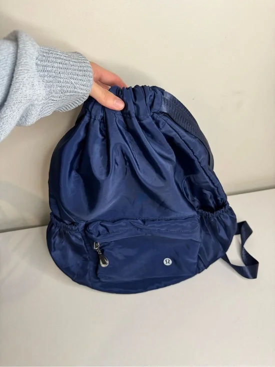 Lululemon‎ Lightweight Nylon Drawstring Backpack Blue Packable Cinch Bag