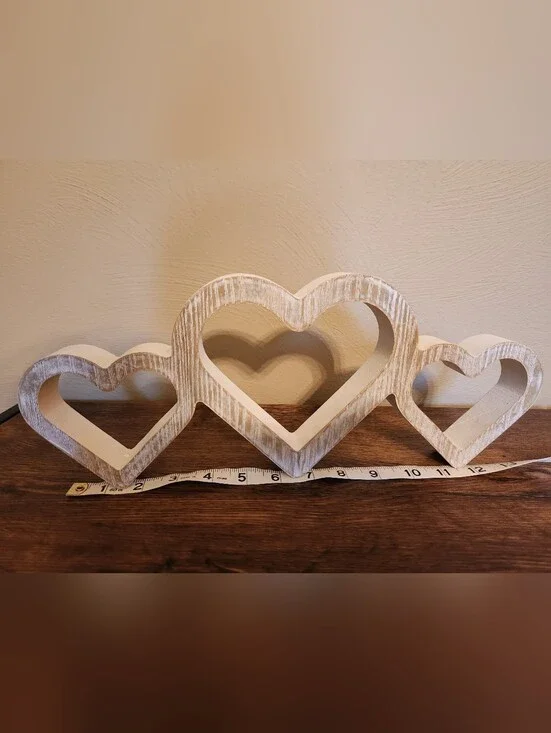 Wooden Heart Trio Decorative Shelf Accent