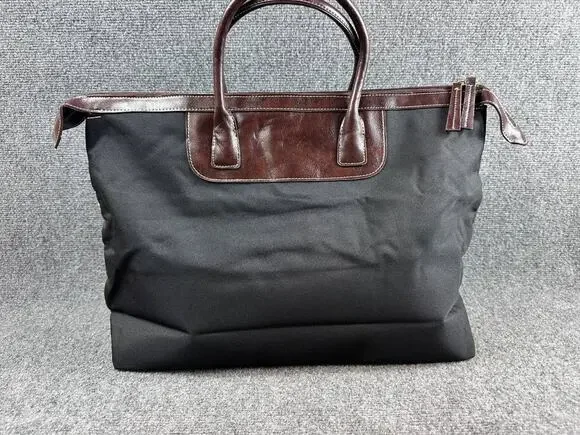 Lancome Black Tote Handbag Brown Handles Zip Top New No Tags