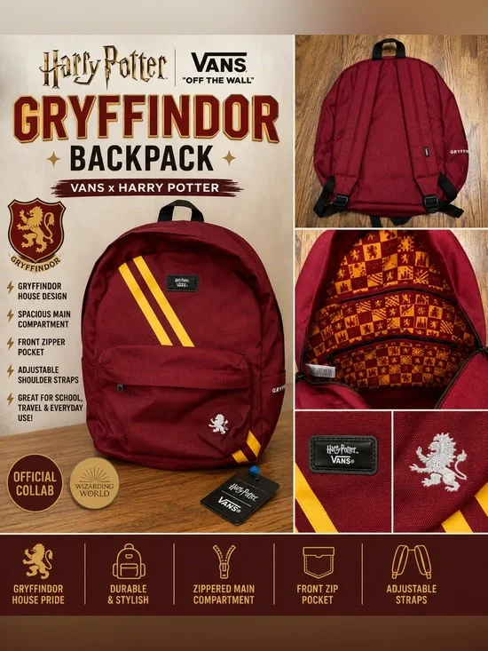 Vans Gryffindor Backpack in Maroon w/ Gold Stripes back to school kids backpack