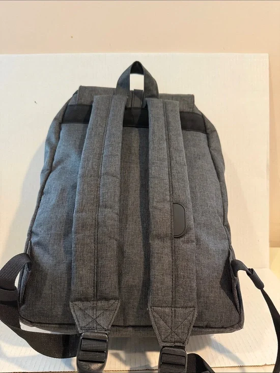 New-Herschel Supply Company Dark Gray/BlackCanvas Backpack with Magnetic Closure