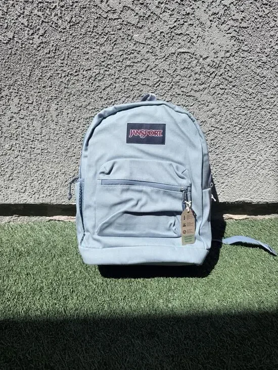 Brand New Jansport Denim Blue Backpack Can Hold A Computer & Water Bottle NWT