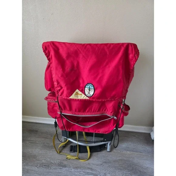 Vintage Kelty Red External Frame Backpack Sierra Club Patch Hiking Camping Bag