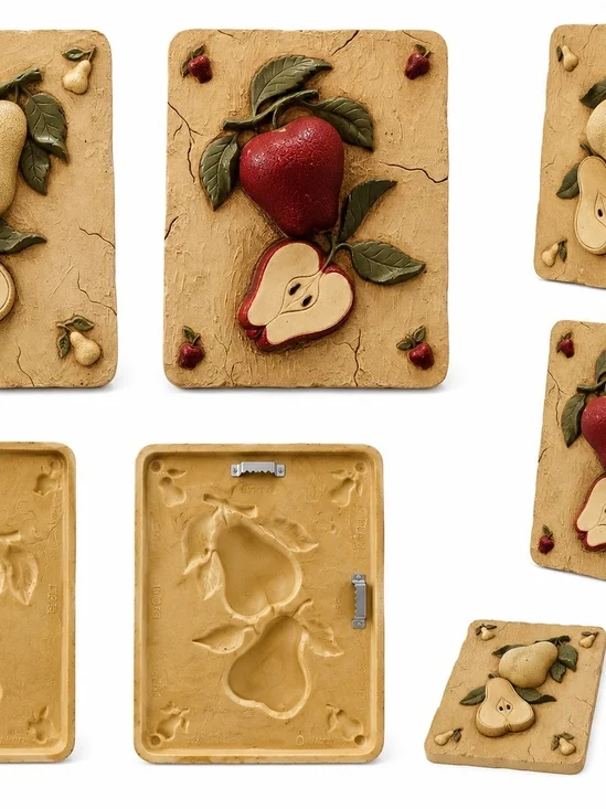 Vintage Sexton Fruit Wall Plaques Set of 2 Apple & Pear Kitchen Wall Decor 9