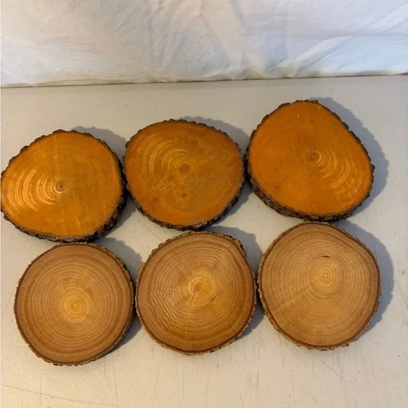 Natural Wood Slice Coasters Set