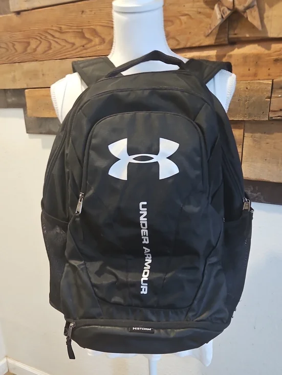 Under Armour Black Backpack with White Logo Bin 5