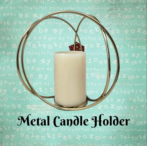 JMLE Metal Candle Holder Faux Gold Brass? 10x10 Three Circles Soldered Together
