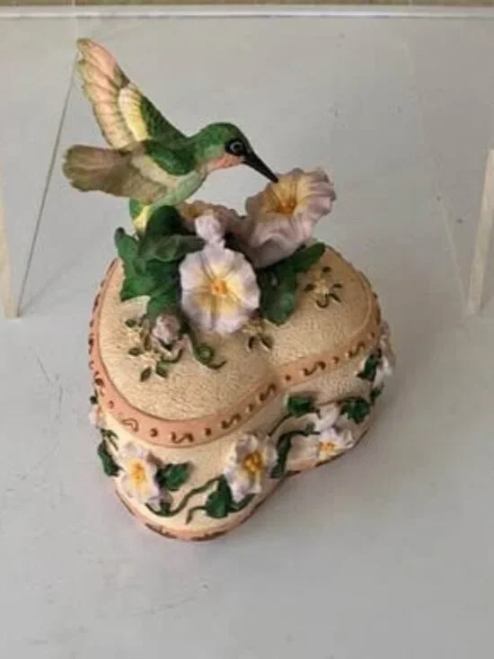Wind Beneath My Wings Heart Shaped Hummingbird Music Box