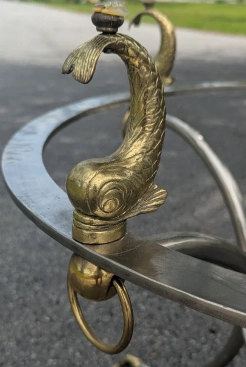 Brass Koi Fish Dolphin Screw on Part Solid Decor Repurpose Furniture Piece