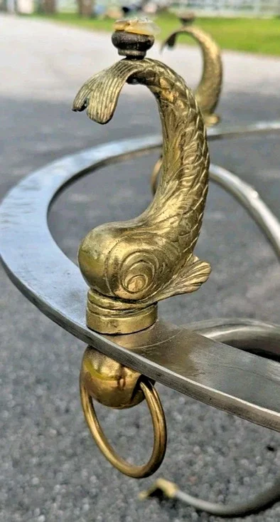 Brass Koi Fish Dolphin Screw on Part Solid Decor Repurpose Furniture Piece