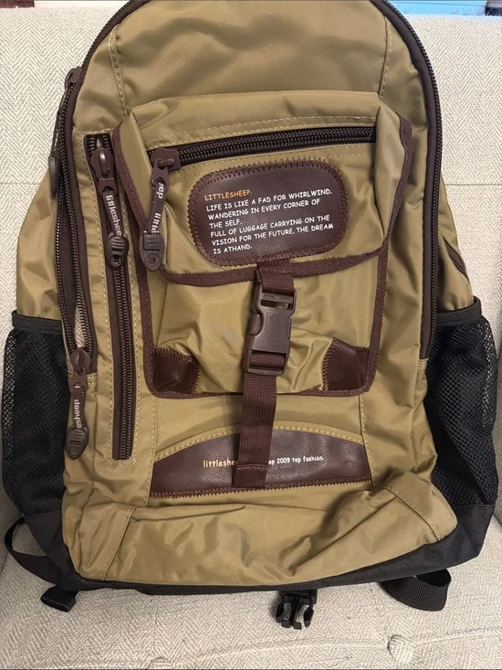 Olive Green & Brown Men's Backpack