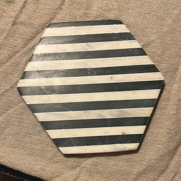 Striped Hexagonal Marble Coaster