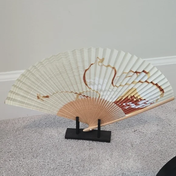 Elegant Decorative Mt. Fuji Fan with Stand