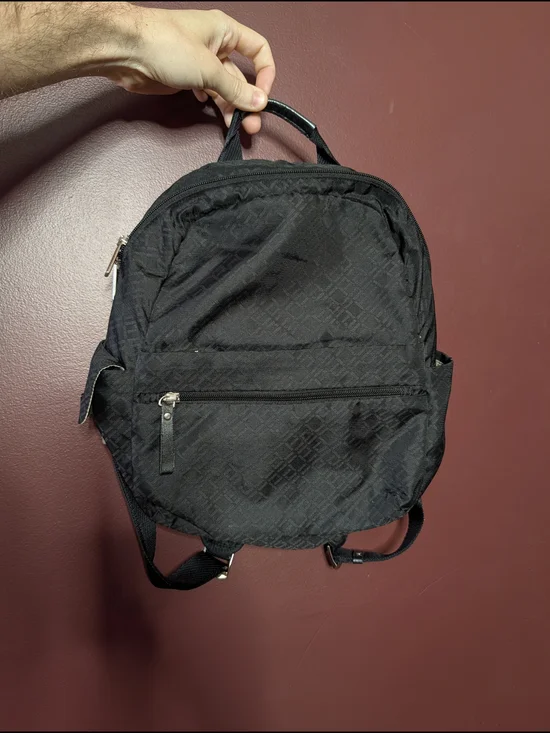 ace. Everyday Black Patterned Compact Multi zip Backpack - Minimal Design