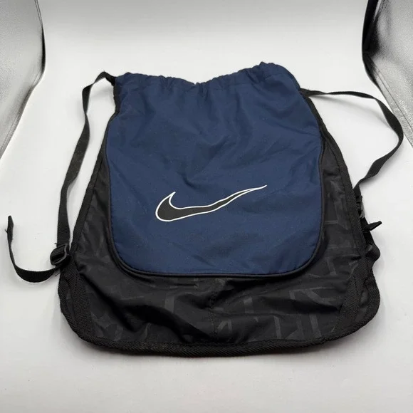 Nike Drawstring Cinch Sackpack Backpack Navy Blue Black Swoosh‎ RN56323