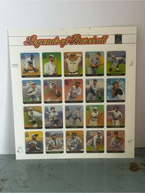 USPS 2000 Legends of Baseball Collectible Stamp Sheet COMPLETE