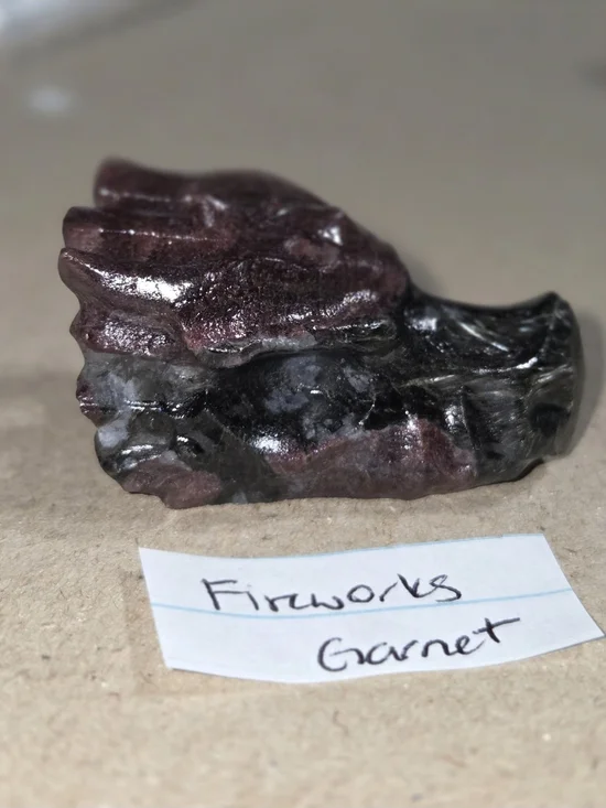 Detailed Fireworks Garnet Crystal Carved Dragon Head Stone Sculpture Decor