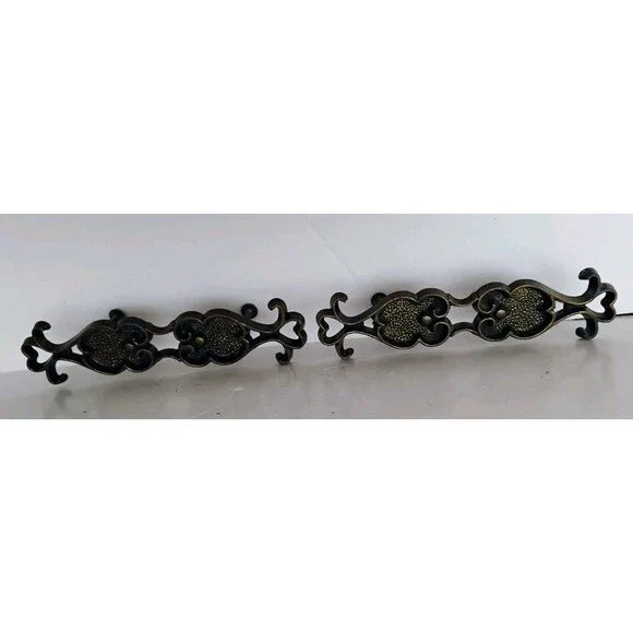 Pair Vintage Keeler Brass Co K656 FU 3602 Drawer Pulls Ornate Regency 3