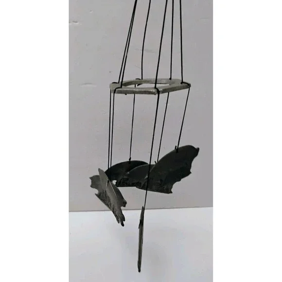 Vintage Carson Freeport PA Pewter Pig Wind Chime Canopy Mobile Farmhouse 90s