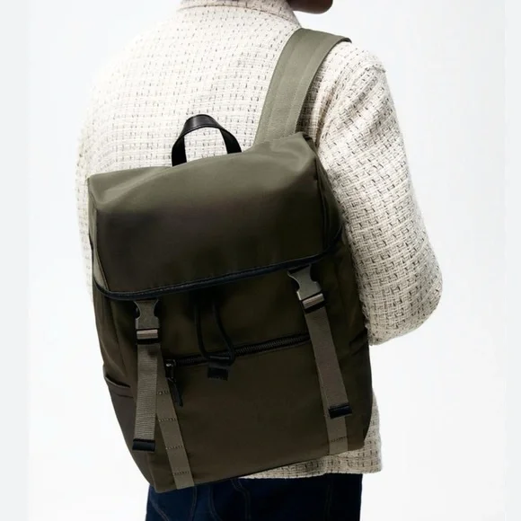 Zara Khaki Explorer Backpack