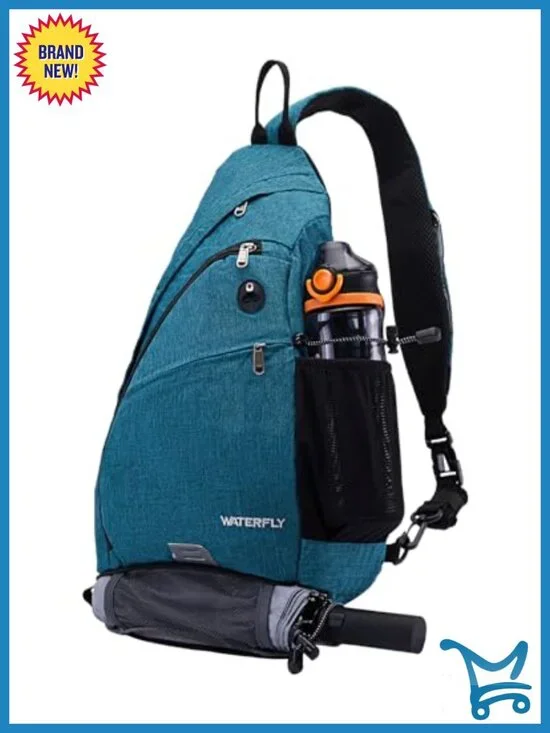 Sling Backpack Crossbody Shoulder Bag with 7 Pockets for Travel Hiking Daypack