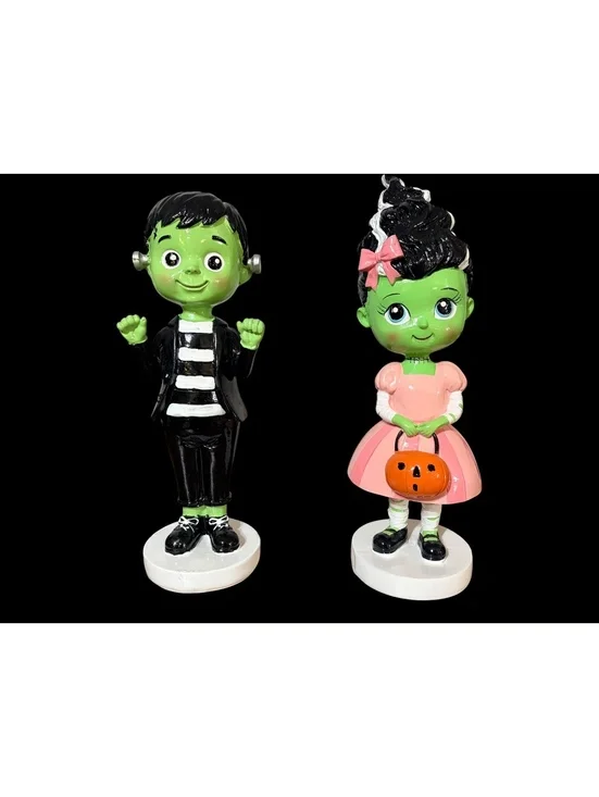Frankenstein Boy and Bride Girl - Vintage Style Halloween Figurines