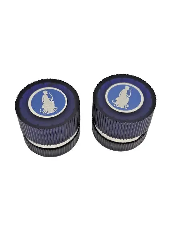 Lot Of 2 Moonwind Cobalt Blue Cream Sachet Vintage Jar by Avon. EMPTY