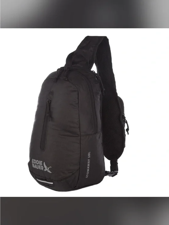 669 Eddie Bauer Black Stowaway Sling Pack