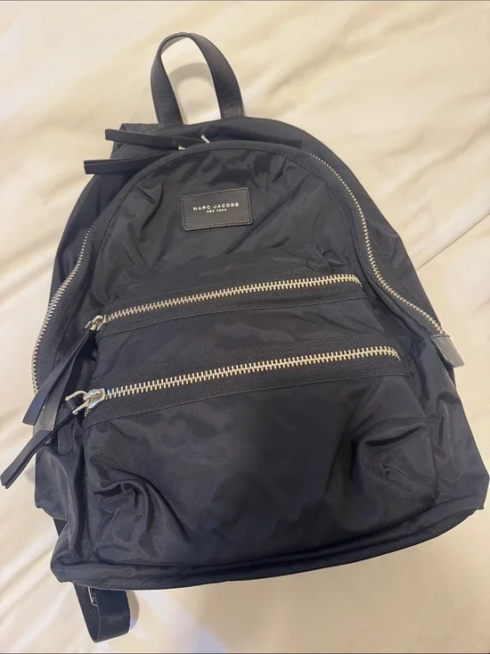 Marc Jacobs Black Nylon Backpack with Gold-Tone Zippers
