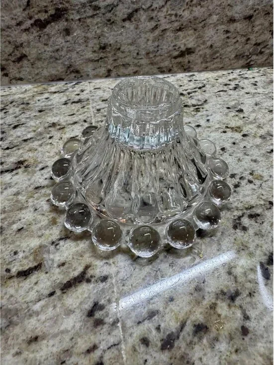 1950s Boopie Beaded Bubble Foot Anchor Hocking Vintage Candle Holder Single