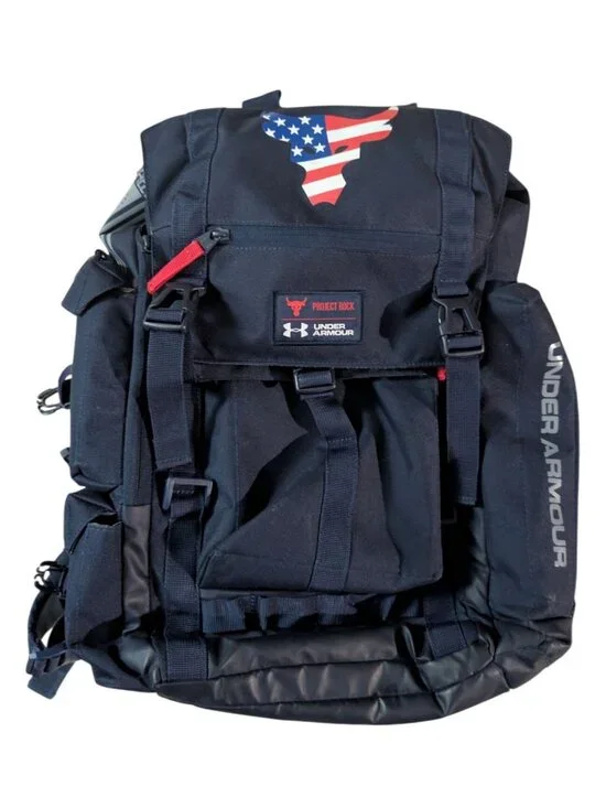 UA Project Rock Freedom Regiment Backpack Brahma Bull USA Flag Gym Bag Navy