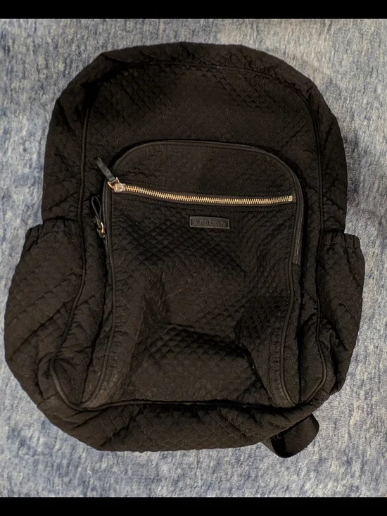 Vera Bradley Black Quilted Backpack with Several Pockets