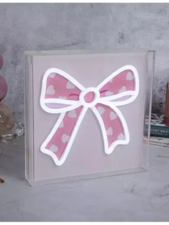 Pink Bow LED Neon Sign