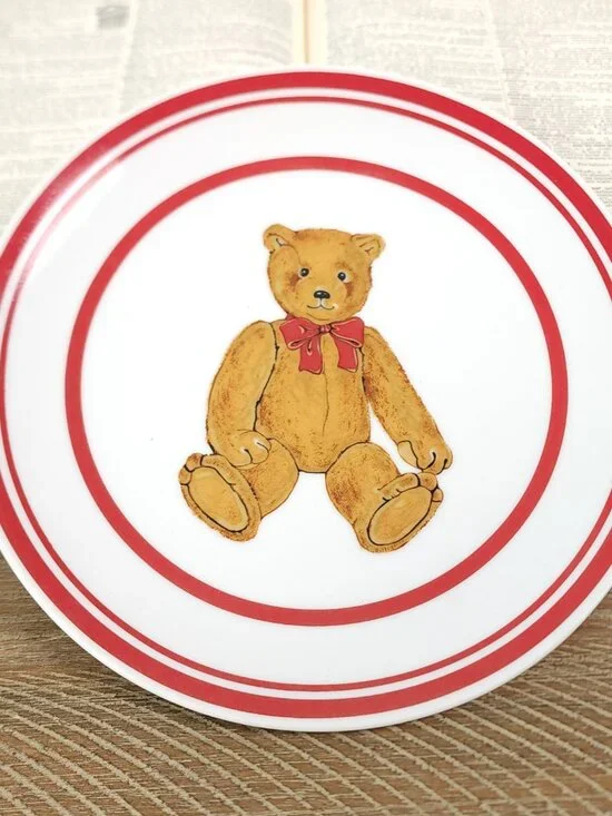 Vintage Curzon Teddy Bear Plate with Red‎ Rim
