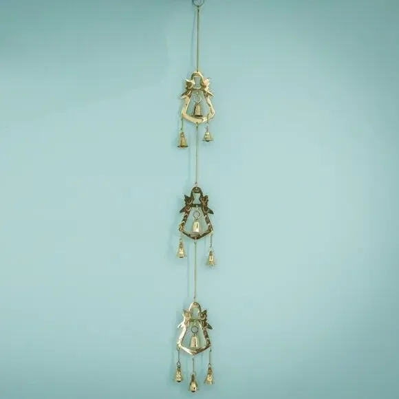 Vintage Brass Angels Chime Hanging Bells Windchimes Chimes Wall Decor Decoration